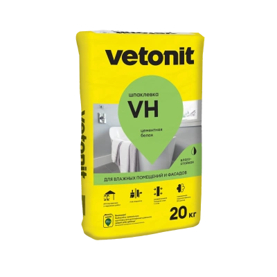 Шпаклевка цементная Ветонит Вх белый 20 кг (фото)